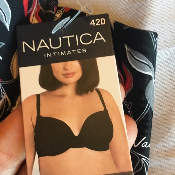 Nautica Intimates NWT Black & Red Allover Floral ‘Smooth Finish’ Underwire Bra - Picture 5 of 7